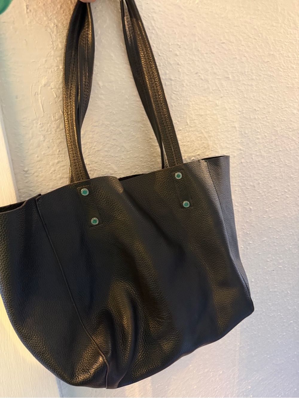 Black Leather Tote Bag - Versatile Everyday Shoulder Bag